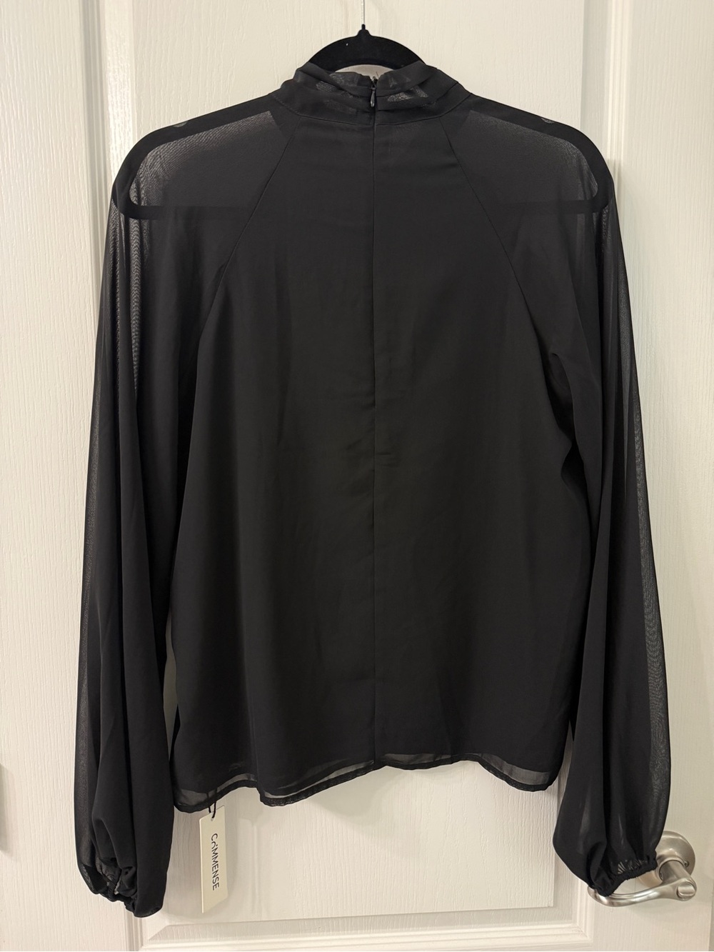 Commense Black Semi-Sheer Chiffon Blouse with Metal Accent - Picture 6 of 7